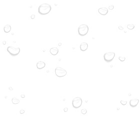 Realistic water drops. PNG drops, condensation on the window, transparent water drop. Abstract water drops, bubbles on transparent background, digital liquid design