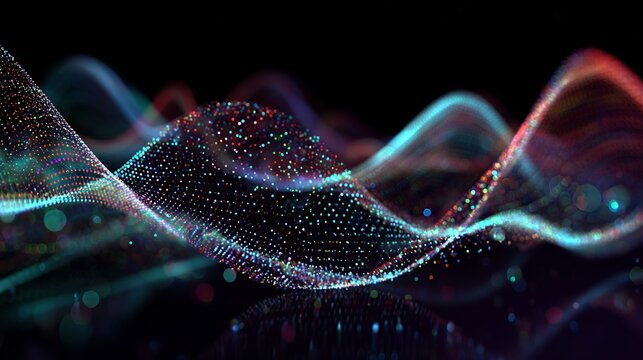 Dynamic colorful particle streams for modern abstract designs or technology visualizations with a cool vibrant energy and smooth flowing lines