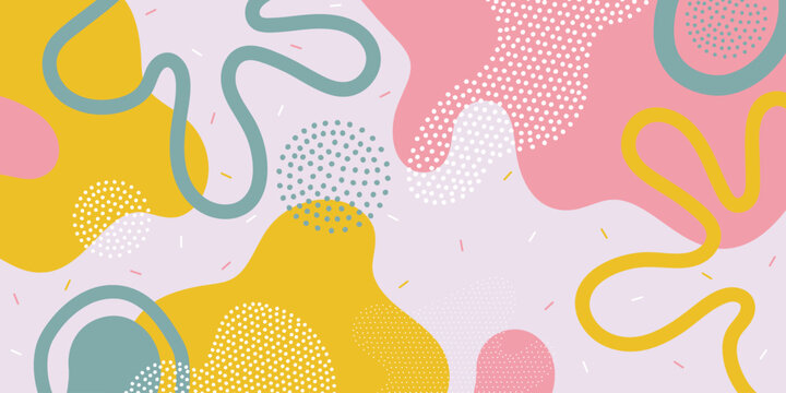 Cute doodle pattern background with abstract shapes and dots. Modern vector pattern for Banner, Flyer, Cover...	
