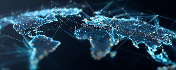 Global network connection World map abstract technology background global business innovation concept