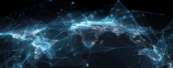 Global network connection World map abstract technology background global business innovation concept
