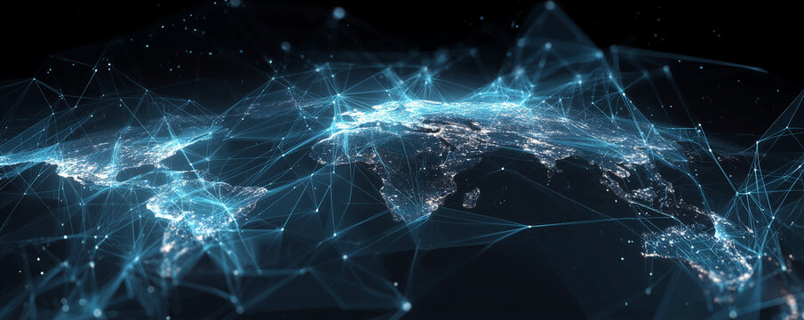 Global network connection World map abstract technology background global business innovation concept