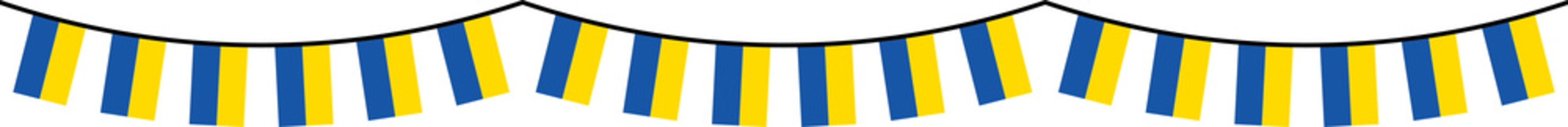 Seamless flag of Ukraine party bunting border. Flat design illustration.