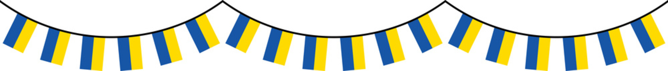 Seamless flag of Ukraine party bunting border. Flat design illustration.