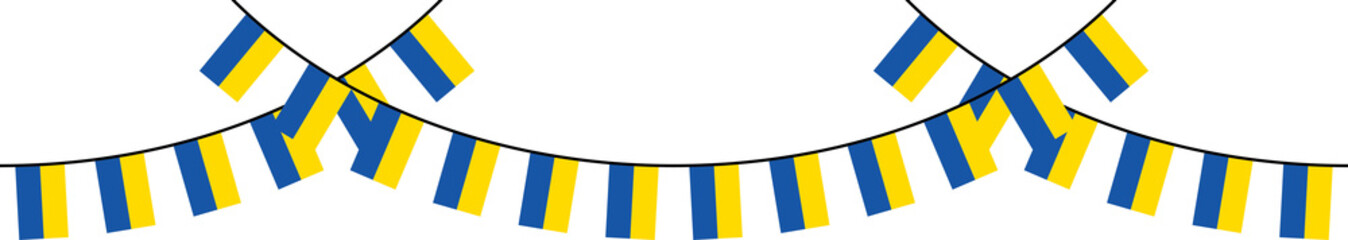 Seamless flag of Ukraine party bunting border. Flat design illustration.