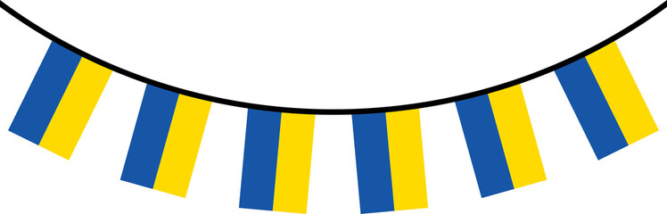 Seamless flag of Ukraine party bunting border. Flat design illustration.