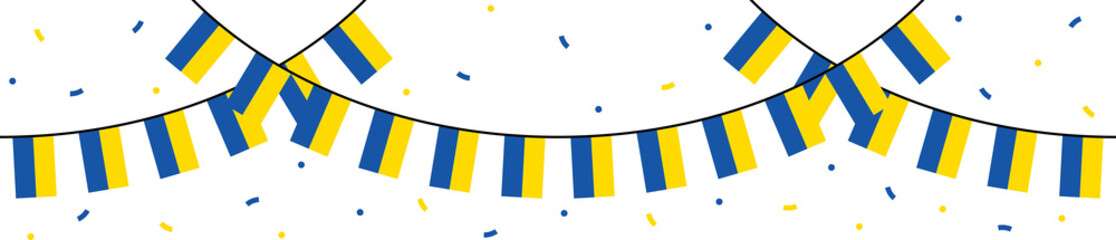 Seamless flag of Ukraine party bunting border. Flat design illustration.
