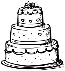 Cute wedding cake doodle illustration