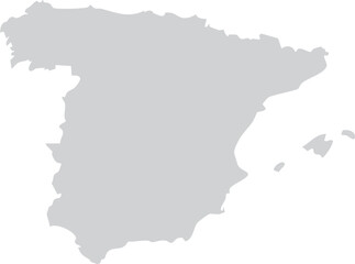 Spain Map Grey Silhouette Editable Vector