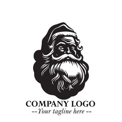 Santa Claus Logo Symbol in Black on White Background for Classic Holiday Branding and Design ArtPlus