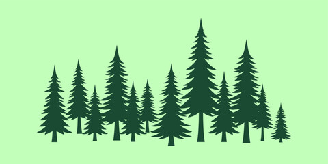 Obraz premium Forest Landscape Vector Illustration with Evergreen Trees