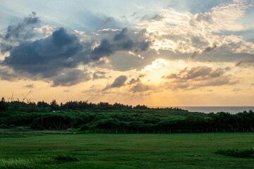 sunset over the field