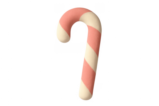 Pink and white striped candy cane celebrating holiday season