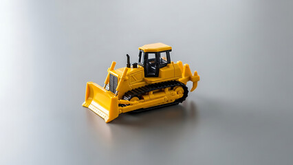Yellow Toy Bulldozer on a Gray Surface Construction Vehicle Model.