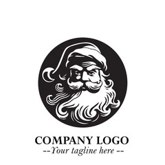 Santa Claus Logo Symbol in Black on White Background for Classic Holiday Branding and Design ArtPlus