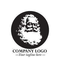 Santa Claus Logo Symbol in Black on White Background for Classic Holiday Branding and Design ArtPlus