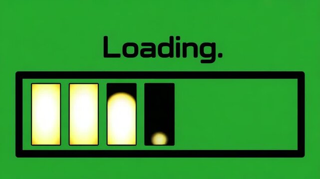 Green textured background with loading bar and blocks