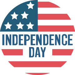 This eye-catching emblem celebrates Independence Day with a creative circular design. Incorporating the American flag's colors and patterns, it features "INDEPENDENCE DAY" prominently in bold text. Th