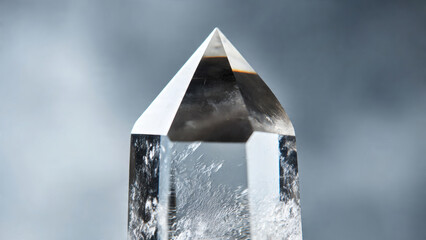 Close-up of a Clear Quartz Crystal Point Beauty, Clarity, and Mineral Properties