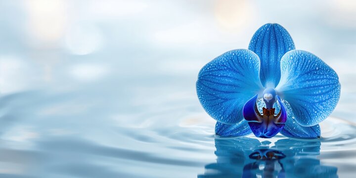 Close-up of vibrant blue orchids, ideal for floral background design, Earth Day