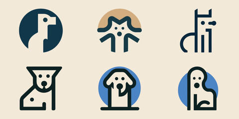 Minimalist Dog Icon Set Vector For Branding
