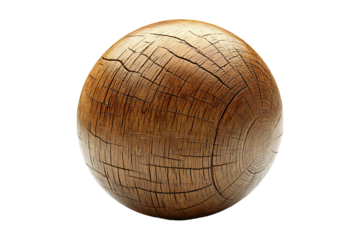 Textured Wooden Sphere Isolated on a Transparent Background