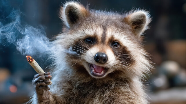 Raccoon is smoking cannabis