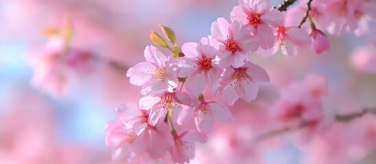 Obraz premium Delicate pink cherry blossoms in soft focus