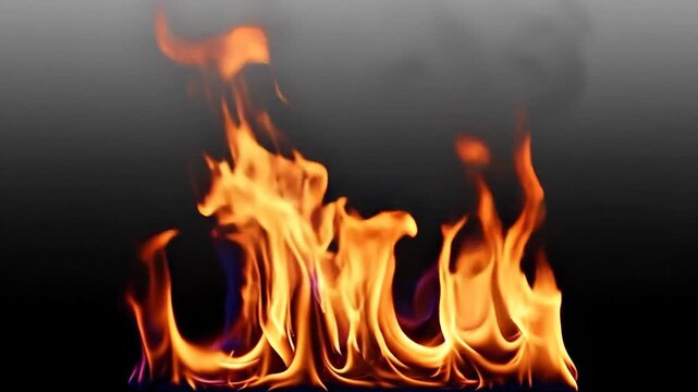 A vibrant display of flames dancing against a dark background.