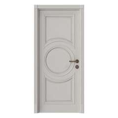 Elegant white interior door with decorative paneling and a classic design