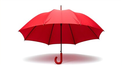 Red Umbrella Open Isolated on White.