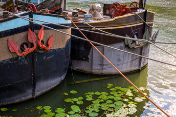 P&eacute;niches sur les quais du quartier de Confluence &agrave; Lyon en France