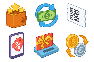 Digital finances: wallet, currency exchange, qr code, discounts, gift card, coins