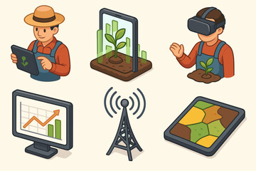 Innovative agriculture technology: caucasian male using vr and tablets for smart farming