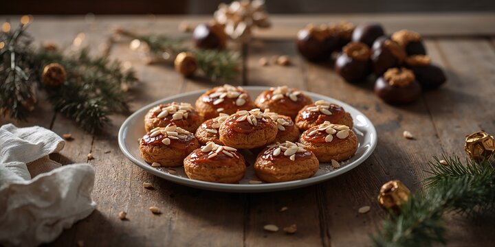 Pieces of golden foil on white background, used as a decorative surface for layout design