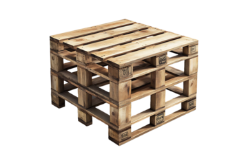 Industrial grade multi layer wooden pallets Isolated on a Transparent Background
