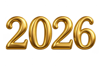 Gold 2026 year number celebrating new calendar date
