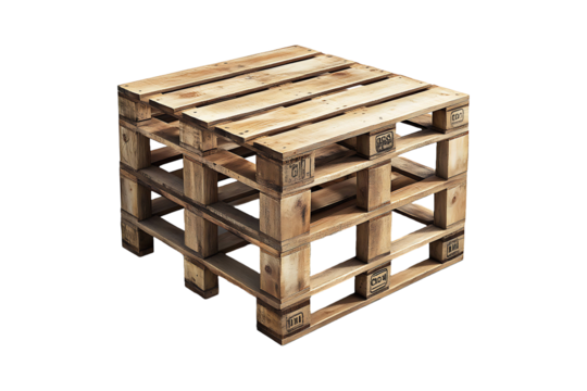Industrial grade multi layer wooden pallets Isolated on a Transparent Background