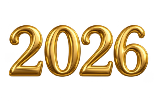 Gold 2026 year number celebrating new calendar date