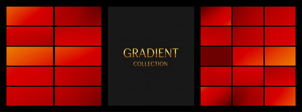 GRADIENT COLLECTION of swatches, fiery red and orange tones, for bold branding and marketing - Powered by Adobe