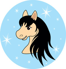 Illustration of a Horse on Blue Background