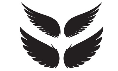 Obraz premium Four black angel wing silhouettes with detailed feather textures