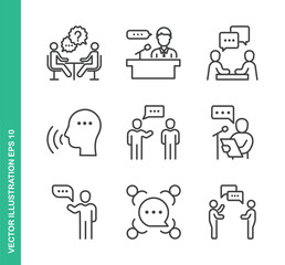 Fototapeta premium Discussion Icons. Thin Line Symbol Elements Collection.