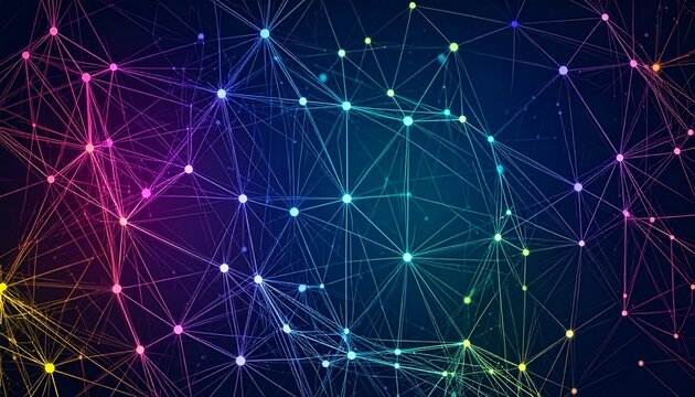 Network connections on blue background.