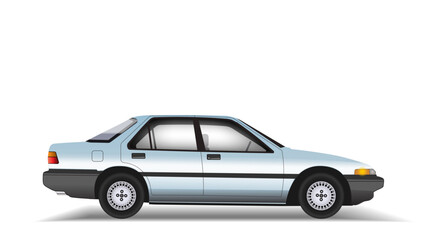 Retro 1980s Compact Sedan Vector Illustration in Clean Minimal Style