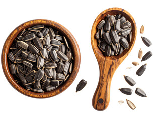 Organic Sunflower Seeds Spread on Tabletop PNG