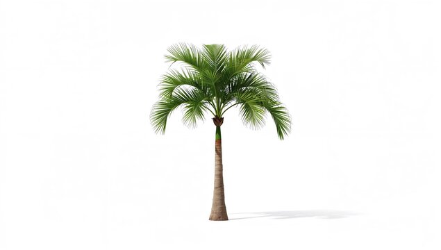 Isolated palm tree with pruning paths for landscape design, suitable as a background for outdoor layout planning