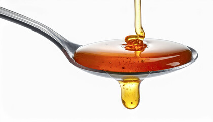 Isolated Macro Spiced Honey on Silver Spoon