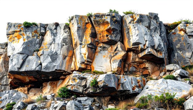 Rocky Cliff Face with Orange Lichen. - Powered by Adobe