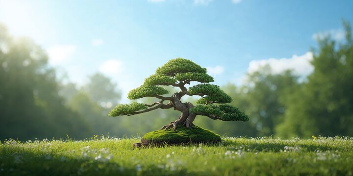 Miniature bonsai tree with pink and white leaves, emphasizing ornamental gardening, suitable for decorative display